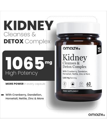 Kidney Cleanse Supplements with Cranberry Extract - 60 Veg Caps - Supports Healthy Kidneys & Urinary Tract - Juniper, Uva Ursi, Nettle Leaf & More - Amalth - Buy Online on GoSupps.com