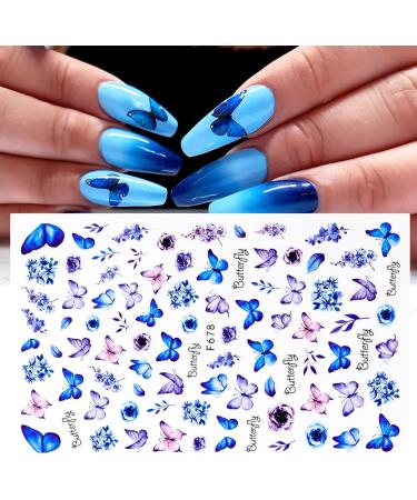 4 Sheets Nail Art Stickers Butterfly Nail Sticker Decals Self-Adhesive Nail Sticker Manicure Tips DIY Nail Art Design Nail Decorations for Women Girls - Buy Online on GoSupps.com