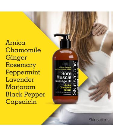 Skinsations Sore Muscle Massage Oil | Organic Arnica Montana Blend with Chamomile Ginger & Peppermint - Naturally Warming Relief - Buy Online on GoSupps.com
