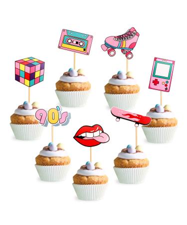 Unimall Global 29 90s Cupcake Topper cake cover girl Years of cake decoration accessories for decade throwback hip hop party decorations party decoration