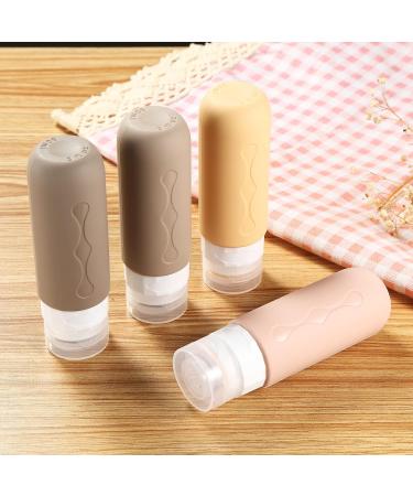 Gemice Portable Travel Bottle 4 Pack Silicone Travel Containers Set LeakProof Refillable Squeezable for Lotion Liquid Shampoos Soap and Toiletries (90ml) Apricot - Buy Online on GoSupps.com