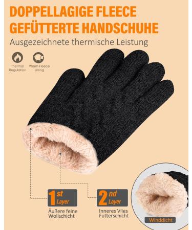 Baonuor Winter Gloves for Men & Women - Thermal Touchscreen Fleece Knitting Gloves for Outdoor Sports & Leisure - Black - Buy Online on GoSupps.com