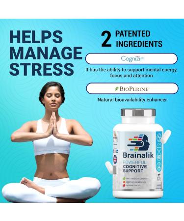 Brainalik Nootropics: Premium Brain Supplements with 8 Ingredients for Memory Support and Mental Clarity | Made in the U.K - Buy Online on GoSupps.com