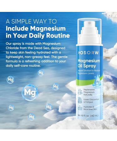 AOSORW Pure Magnesium Oil Spray - Organic Natural Topical Magnesium for Nighttime Comfort Sleep - Non-Greasy for Feet Hands and Body - 4.8 Fl Oz - Buy Online on GoSupps.com