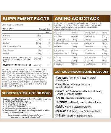 PowderVitamin Mushroom Coffee Duo 8 Fruiting Body Mushrooms & Certified Mold & Mycotoxin Free Focus Energy & Immunity Support Joint Skin and Digestive Health (15+30 Servings Bundle) - Buy Online on GoSupps.com