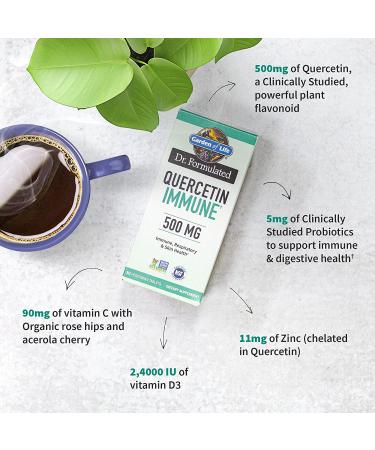 Garden of Life Quercetin Once Daily Immune Support Supplement with Vitamin C, D, Probiotics - 30 Tablets | Dr Formulated for Respiratory & Skin Health - Gluten Free, Non GMO - Buy Online on GoSupps.com