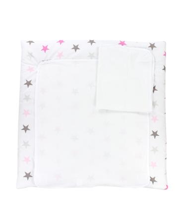 TupTam Baby Changing Mat incl. 2 terry cloth covers ANK019 Color: Stars Pink Grey Size: 70 x 50 cm Stars Pink Grey 70 x 50 cm