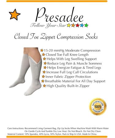 Closed Toe Gray 15-20 mmHg Zipper Compression Calf Socks - 4XL for Improved Circulation | International Shipping - Buy Online on GoSupps.com
