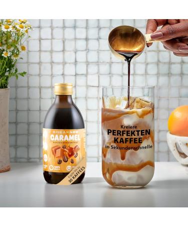 Breaknow Caramel Coffee Concentrate - 30x Portions Cold Brew Syrup - Quick Preparation for Iced Coffee - 300ml (1 Pack) - On-the-Go & Home Use - Buy Online on GoSupps.com