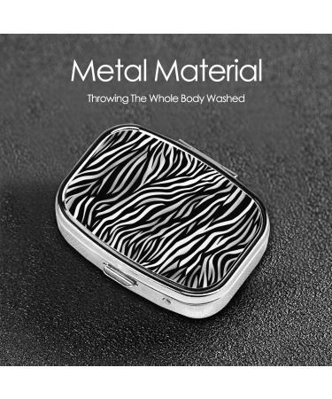 Zebra Print Pill Case | 2 Compartment Cute Travel Organizer | Small Purse Pill Box for Pocket Gifts - Buy Online on GoSupps.com