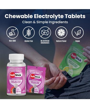 SaltStick FastChews Electrolyte Replacement Tablets - 60 Mixed Berry Tablets for Exercise, Hiking & Sports Recovery - Buy Online on GoSupps.com