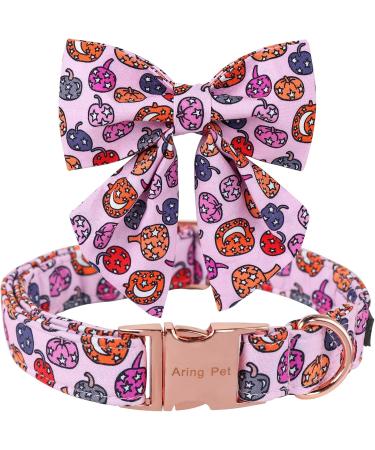 Shop Aring Pet Halloween Dog Collar - Sweet Pink Pumpkin Design X-Small Cotton with Metal Buckle - Perfect for Your Pup's Halloween Dress-Up! - Buy Online on GoSupps.com