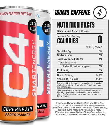C4 Energy & Smart Energy Drinks Variety Pack - Sugar Free Pre Workout Performance Drink - Zero Calorie - 4 Flavor Variety Pack - Coffee Substitute - 12 Pack 12 Fl Oz - Buy Online on GoSupps.com