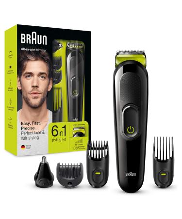 Braun 6-in-1 All-in-One Trimmer MGK3021 Beard Trimmer and Hair Clipper Black/Volt Gree