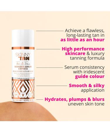 Shop SkinnyTan Tan and Tone Wonder Serum Express - Hydrating Anti-Aging Q10 Aloe Vera & Vitamin E | 1 Hour Self-Tanner | 4.9 oz - Fast International Shipping - Buy Online on GoSupps.com