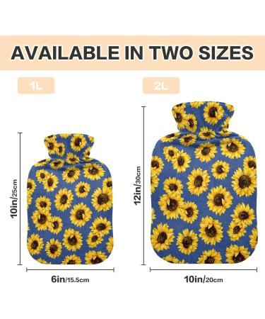 Shop Sunflower Denim 2L Hot Water Bottle with Lid - Pain Relief & Winter Warmth for Hands & Feet - Buy Online on GoSupps.com