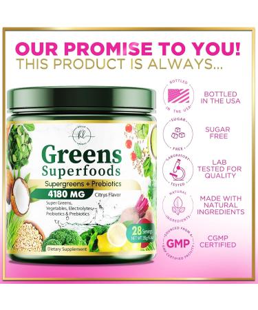 Greens Powder Superfood - Premium Super Greens Juice Powder - Packed with Probiotics Wheat Grass Enzymes Spirulina Chlorella for Digestive & Gut Health Smoothie Drink Mix - 28 Servings - Buy Online on GoSupps.com