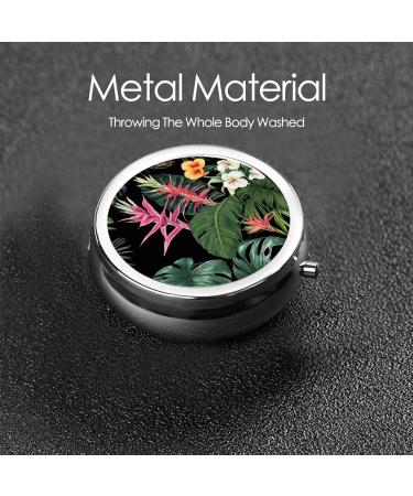 Tropical Flowers Mini Round Pill Box - 3 Compartment Travel Organizer Portable Medicine Case for Home & Office - Buy Online on GoSupps.com