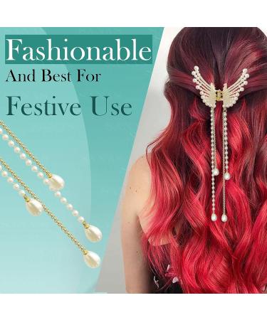 Sanas Stone Butterfly Wedding Hair Clip for Women - 1 Pc Metal Hair Clutcher with Pearl Detailing - Buy Online on GoSupps.com