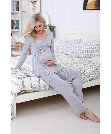 Litherday Women's Maternity Nursing Pyjamas Set | Long-Sleeved Breastfeeding Sleepwear | Soft Labor Nightwear PJ Loungewear - Buy Online on GoSupps.com