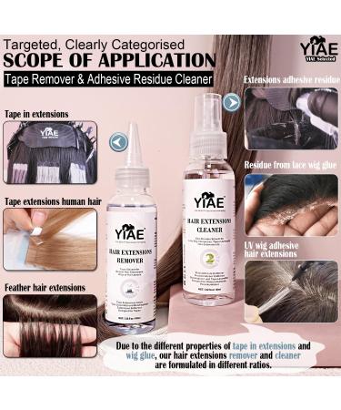 YIAE Tape Extensions Remover PRO Kit Extra Strong Lemon Oil Tape Remover Hair Extensions & Adhesive Residue Cleaner Bond & Tape Remover Wig Glue Remover Gentle and quick removal (100+100ml) - Buy Online on GoSupps.com
