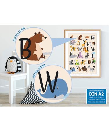 Kizii ABC Poster A2 - Alphabet Learning Posters for Kids | German Letters & Animal Art for Kindergarten Preschool Primary School - Buy Online on GoSupps.com
