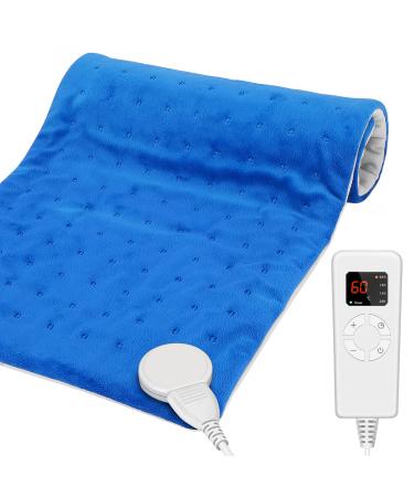 Riogoo Electric heating pillows to relieve back pain 30 x 60cm soft heating cushion 5 heating levels 4 timers for neck shoulders blue