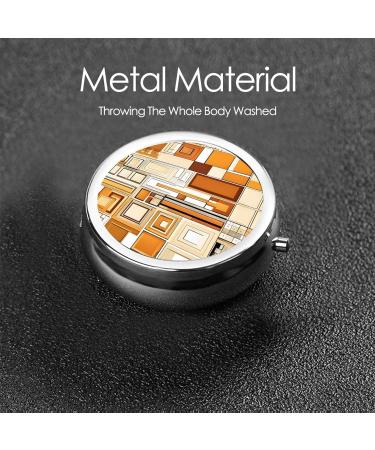 Mid Century Modern Round Pill Box | 3 Compartment Portable Travel Organizer for Medicine Vitamins & Tablets - Decorative Mini Pocket Case - Buy Online on GoSupps.com