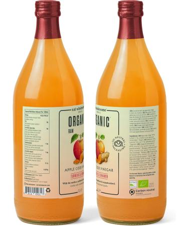 Eat Wholesome Organic Raw Apple Cider Vinegar with Turmeric and Cinnamon with The Mother 1L - Buy Online on GoSupps.com