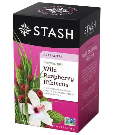Stash Tea Wild Raspberry Hibiscus Herbal Tea Bags - 20 Count | Refreshing & Naturally Caffeine-Free - Buy Online on GoSupps.com