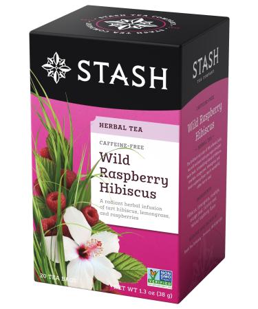 Stash Tea Wild Raspberry Hibiscus Herbal Tea Bags - 20 Count
