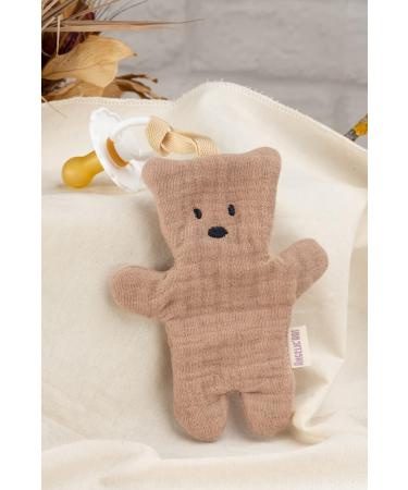 Natural Muslin Teddy Bear Pacifier Holder | Soft & Stylish Infant Accessory - Buy Online on GoSupps.com