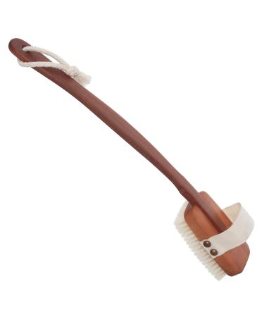 Redecker Natural Pig Bristle Bath Brush with Oiled Pearwood Handle  100% Made in Germany  16-7/8-Inches