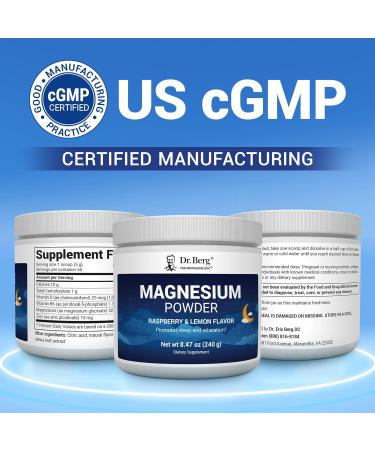 Dr. Berg Magnesium Glycinate Powder for Sleep Relaxation & Stress Relief - Now Includes Vitamin D3 & Zinc - Delicious Raspberry & Lemon Flavor (50 Servings) Magnesium Powder - Magnesium Drink Powder Raspberry Lemon 8.47 O  - Buy Online on GoSupps.com