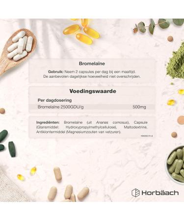 Bromelain 500mg Capsule 2500 GDUg 180 Vegan Bromelain Capsules High Dose from Horbaach - Buy Online on GoSupps.com