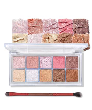Erinde 10 colors glitter eyes shadow pallet shimmer glitter eyeshadow palette long-lasting eye highlight palette highly pigmented & waterproof Korean eyes makeup set with brush #13-c - Buy Online on GoSupps.com