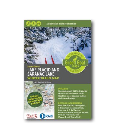 Lake Placid & Saranac Lake Winter Trails Map | Adirondacks High Peaks Hiking Map | Jackrabbit Ski Trail, Paul Smiths College VIC, Cascade X-C Ski Center | Durable, Waterproof & Tear Resistant