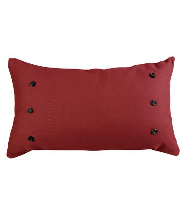 HiEnd Accents Prescott Decorative Throw Pillow  21x34 inch  Large Red Oblong Lumbar Pillow with Buttons  Farmhouse Chic Casual Coastal Boho Accent Pillow for Bed  Couch  Sofa Red 21 x 34