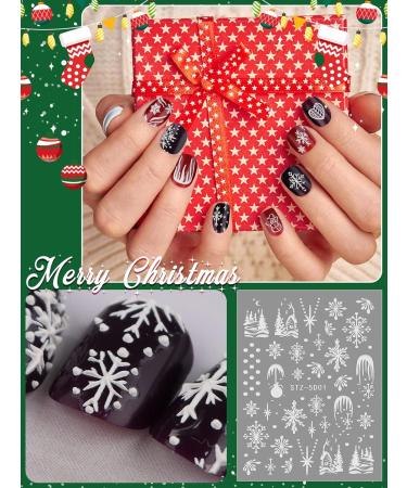 Kalolary 7PCS Christmas Adhesive Nail Art Sticker - 5D Stereoscopic Embossed Snowflake Designs for Women & Girls - Nail Decoration Kit - Buy Online on GoSupps.com