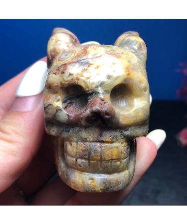 Home Decoration Natural Quartz Crystal Indian Style Skull Hand Carved and Polished Rare Gemstone Home Decoration Collection Stones ERTEYIN