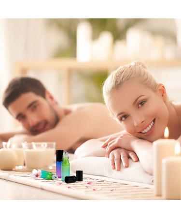 Belle Vous 20s Set Blue Green Roll-On Glass Bottles for Essential Oils - 5ml with Droppers Black Lid & Stainless Steel Balls for Perfume & Aroma Oils - Buy Online on GoSupps.com