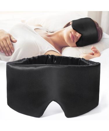 FRESHME 100% Blackout Black Luxury Mulberry Silk Sleep Mask Comfortable Soft Eye Shade Cover with Elastic Strap Eye Mask Blindfold for Travel Nap Yoga Eye Blinder for Works Airplane Travel Nap Yoga - Buy Online on GoSupps.com