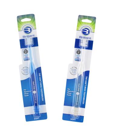 Brilliant Soft Toothbrush for Adults - with Over 14,000 360 Degree Micro-Fine, Rounded-Tip Bristles for Easy & Effective Cleaning, Blue-Clear, 2 Count 2 Count (Pack of 2) Blue-clear