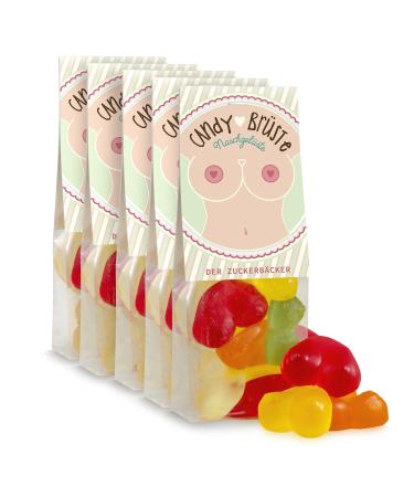5-Set Candy Breasts-fruit gum breasts in a beautiful gift bag gift idea for JGA or 18th birthday NB-Candy Breasts 5 Set