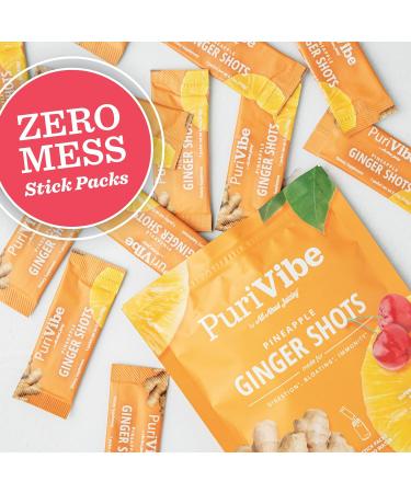 All About Juicing Ginger Shots with Pineapple & Turmeric - Superfood Juice Powder - Immunity Digestion & Energy Support - 15 Wellness Stick Packs - PuriVibe 0.17 Ounce (Pack of 15) - Buy Online on GoSupps.com