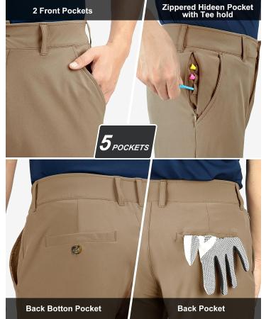 Men's Golf Pants 5-Pocket Classic-Fit Stretch Lightweight UPF 50+ Hiking Pants - Light Khaki 32W x 30L - Buy Online on GoSupps.com