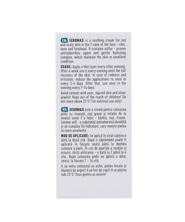 Sebomax Cream for Red Scaly Skin - Hydrating Antiseborrheic Treatment 30ml by Biotrade | International Shipping Available - Buy Online on GoSupps.com