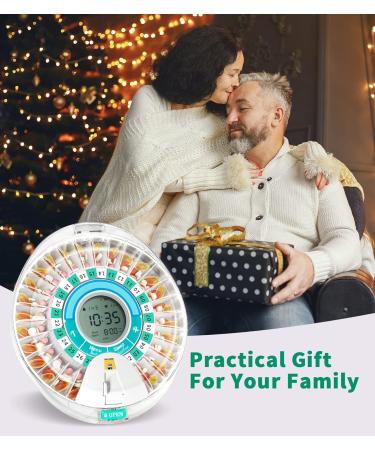 Bluetooth Smart Automatic Pill Dispenser - 28 Day Electronic Medication Organizer for Elderly with Alarm & Timed Dispensing - White & Green - Buy Online on GoSupps.com