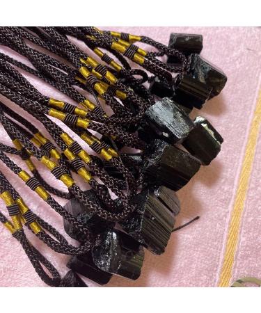 Stone Raw Stone Natural Crystal Black Tourmaline Stone Pendant Necklace Wired Charm Stone Pendants Accessories Supplies Tools Balance Gemstone Decoration ningxiao - Buy Online on GoSupps.com