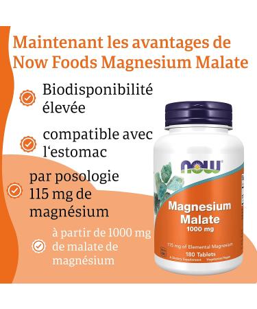 Now Foods Magnesium Malate 1 000 mg 180 Vegan Tablets Lab Tested Gluten Free Soy Free Vegetarian - Buy Online on GoSupps.com